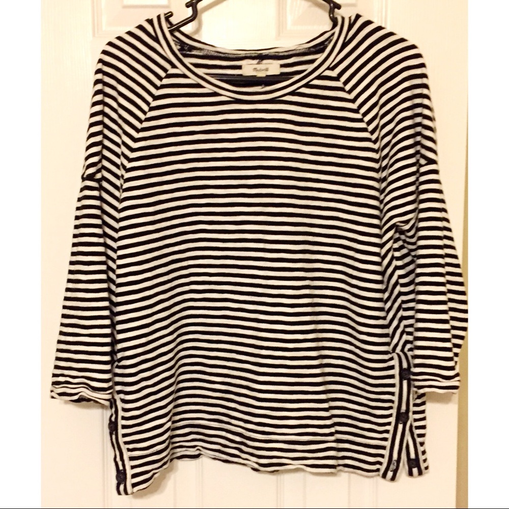 Madewell black and white striped sweatshirt